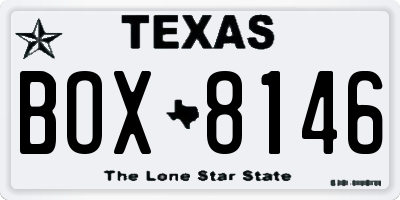 TX license plate BOX8146