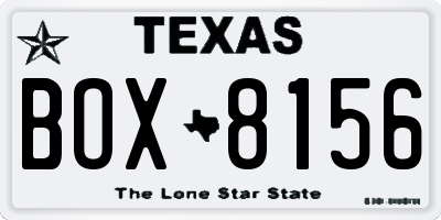 TX license plate BOX8156