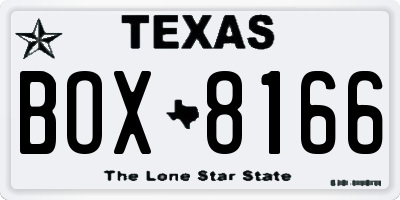TX license plate BOX8166