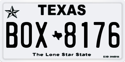 TX license plate BOX8176