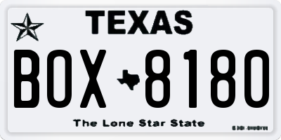 TX license plate BOX8180