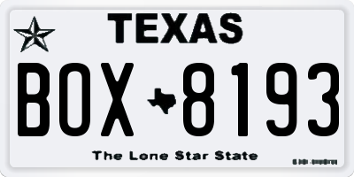 TX license plate BOX8193
