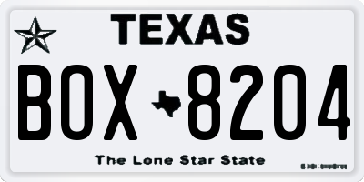 TX license plate BOX8204