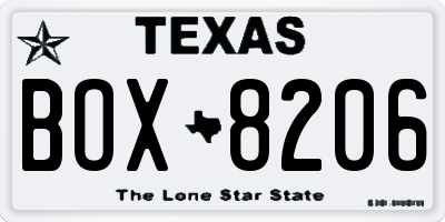 TX license plate BOX8206