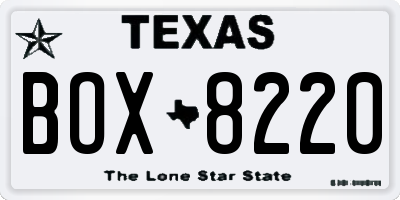 TX license plate BOX8220