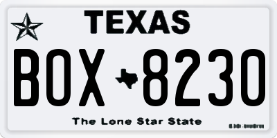 TX license plate BOX8230