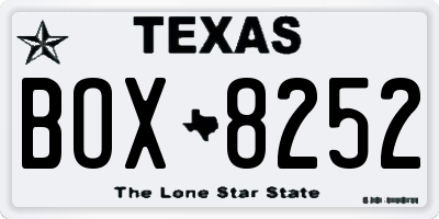 TX license plate BOX8252