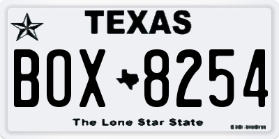 TX license plate BOX8254