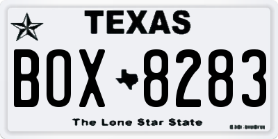 TX license plate BOX8283