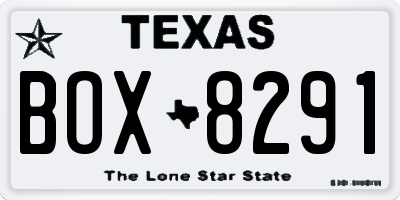 TX license plate BOX8291