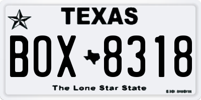 TX license plate BOX8318