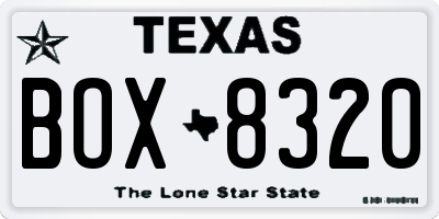 TX license plate BOX8320