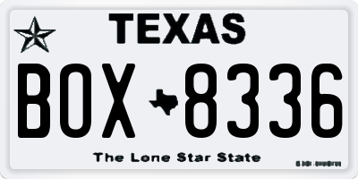 TX license plate BOX8336