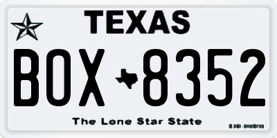 TX license plate BOX8352