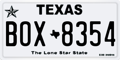 TX license plate BOX8354