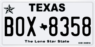 TX license plate BOX8358