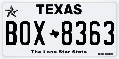 TX license plate BOX8363