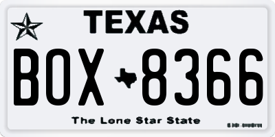 TX license plate BOX8366