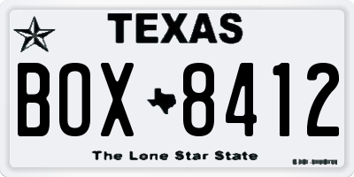 TX license plate BOX8412