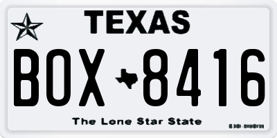 TX license plate BOX8416
