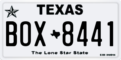 TX license plate BOX8441