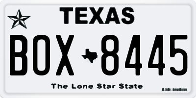 TX license plate BOX8445