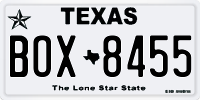 TX license plate BOX8455