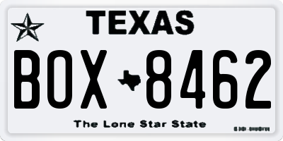 TX license plate BOX8462