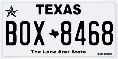 TX license plate BOX8468