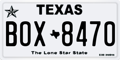 TX license plate BOX8470