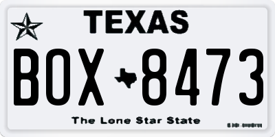 TX license plate BOX8473