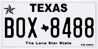 TX license plate BOX8488