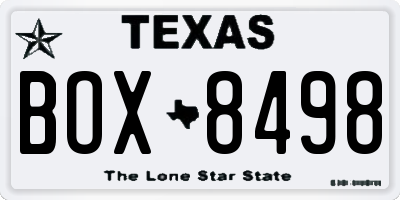 TX license plate BOX8498