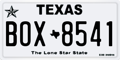 TX license plate BOX8541
