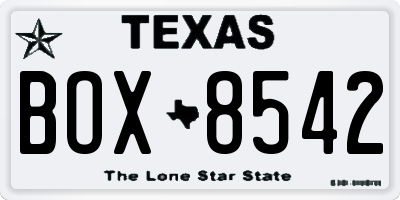 TX license plate BOX8542