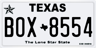 TX license plate BOX8554