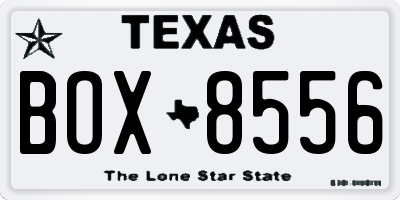 TX license plate BOX8556