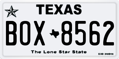 TX license plate BOX8562