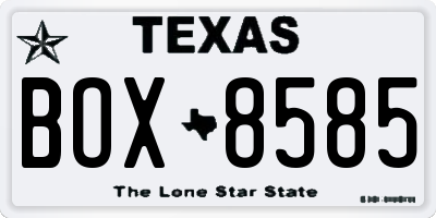 TX license plate BOX8585
