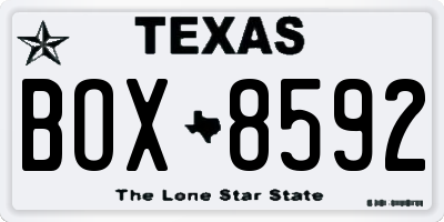 TX license plate BOX8592