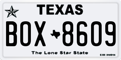 TX license plate BOX8609