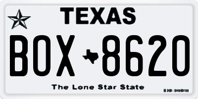 TX license plate BOX8620