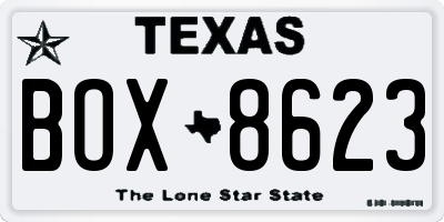 TX license plate BOX8623