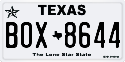TX license plate BOX8644