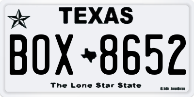 TX license plate BOX8652