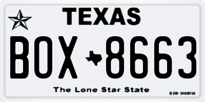 TX license plate BOX8663