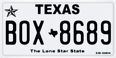 TX license plate BOX8689
