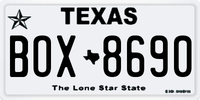 TX license plate BOX8690