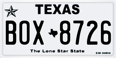 TX license plate BOX8726