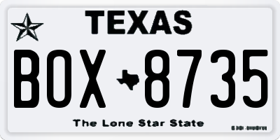 TX license plate BOX8735